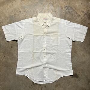 Vintage 60s Manhattan White Short Sleeve Button Up Shirt